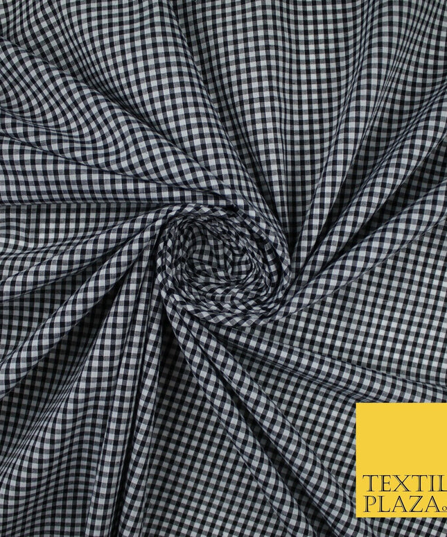 15 COLOURS - Small 1/8" Mini Gingham Square Check Polycotton Fabric Dress Craft