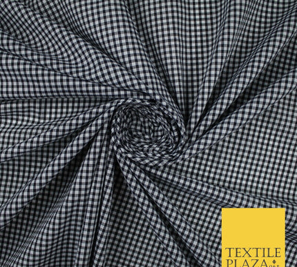 15 COLOURS - Small 1/8" Mini Gingham Square Check Polycotton Fabric Dress Craft