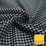 15 COLOURS - Medium 1/4" Gingham Square Check Polycotton Fabric Dress Craft 44"