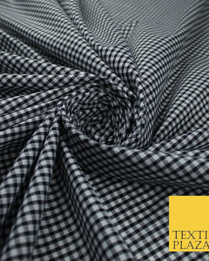 15 COLOURS - Small 1/8" Mini Gingham Square Check Polycotton Fabric Dress Craft