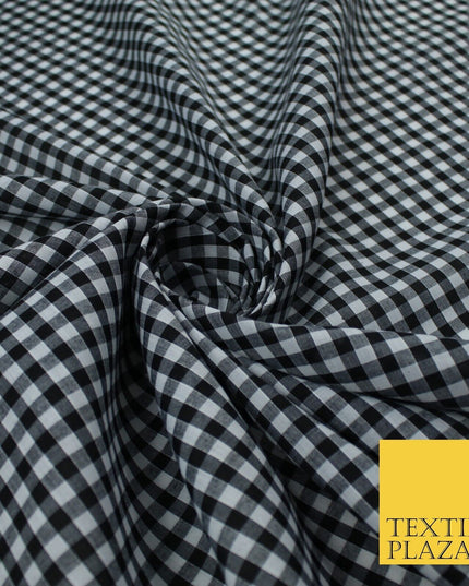 15 COLOURS - Medium 1/4" Gingham Square Check Polycotton Fabric Dress Craft 44"