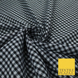 15 COLOURS - Medium 1/4" Gingham Square Check Polycotton Fabric Dress Craft 44"