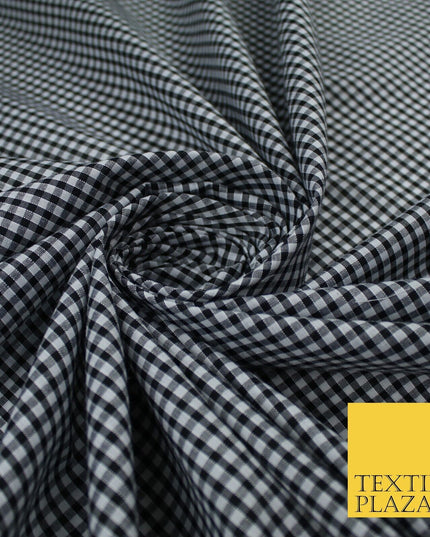 15 COLOURS - Small 1/8" Mini Gingham Square Check Polycotton Fabric Dress Craft