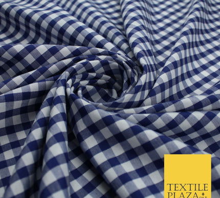 15 COLOURS - Medium 1/4" Gingham Square Check Polycotton Fabric Dress Craft 44"