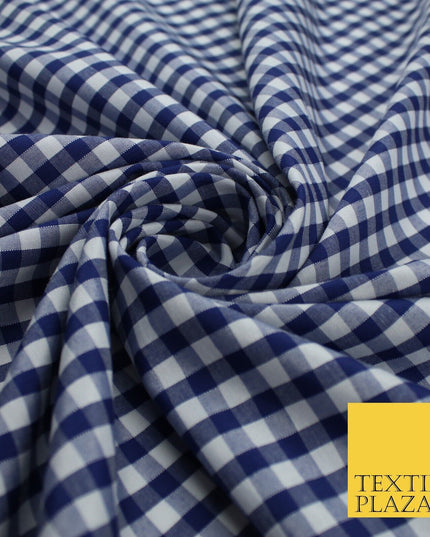 15 COLOURS - Medium 1/4" Gingham Square Check Polycotton Fabric Dress Craft 44"