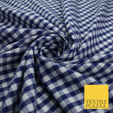 15 COLOURS - Medium 1/4" Gingham Square Check Polycotton Fabric Dress Craft 44"