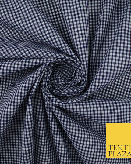 15 COLOURS - Small 1/8" Mini Gingham Square Check Polycotton Fabric Dress Craft