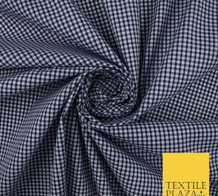 15 COLOURS - Small 1/8" Mini Gingham Square Check Polycotton Fabric Dress Craft