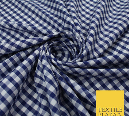 15 COLOURS - Medium 1/4" Gingham Square Check Polycotton Fabric Dress Craft 44"