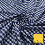 15 COLOURS - Medium 1/4" Gingham Square Check Polycotton Fabric Dress Craft 44"