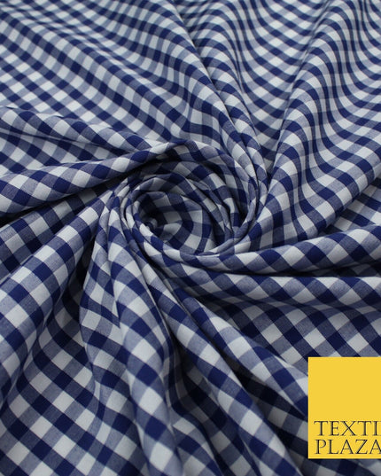 15 COLOURS - Medium 1/4" Gingham Square Check Polycotton Fabric Dress Craft 44"