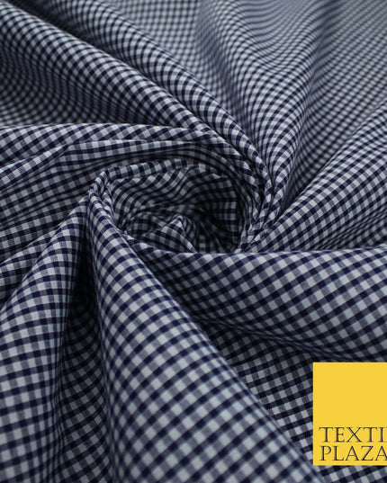 15 COLOURS - Small 1/8" Mini Gingham Square Check Polycotton Fabric Dress Craft