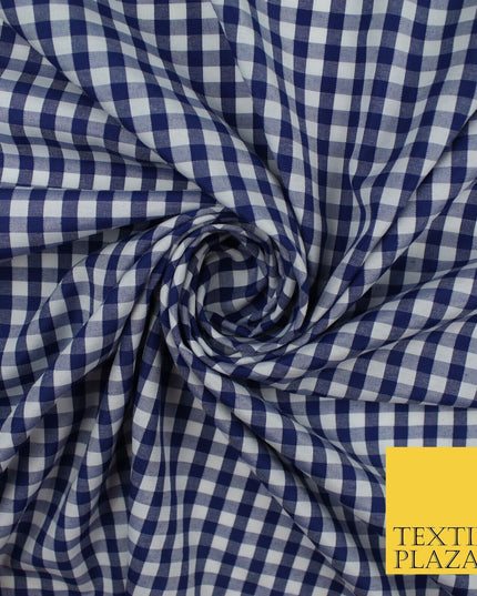 15 COLOURS - Medium 1/4" Gingham Square Check Polycotton Fabric Dress Craft 44"