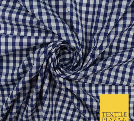 15 COLOURS - Medium 1/4" Gingham Square Check Polycotton Fabric Dress Craft 44"