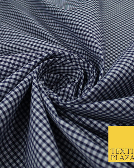 15 COLOURS - Small 1/8" Mini Gingham Square Check Polycotton Fabric Dress Craft