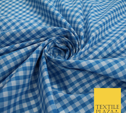 15 COLOURS - Medium 1/4" Gingham Square Check Polycotton Fabric Dress Craft 44"