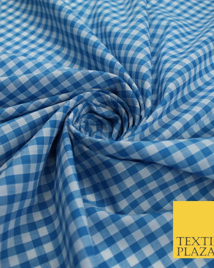 15 COLOURS - Medium 1/4" Gingham Square Check Polycotton Fabric Dress Craft 44"