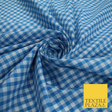 15 COLOURS - Medium 1/4" Gingham Square Check Polycotton Fabric Dress Craft 44"