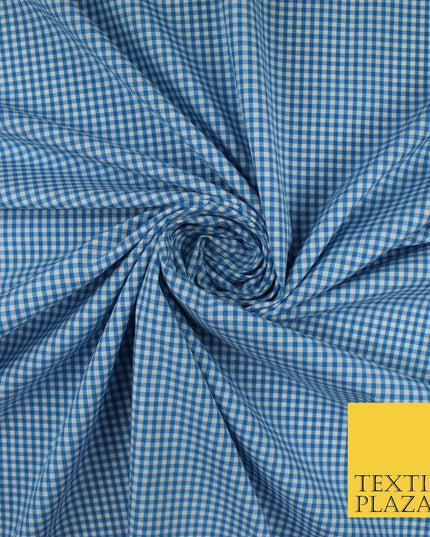 15 COLOURS - Small 1/8" Mini Gingham Square Check Polycotton Fabric Dress Craft