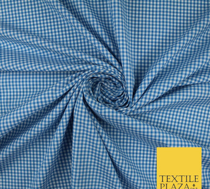 15 COLOURS - Small 1/8" Mini Gingham Square Check Polycotton Fabric Dress Craft