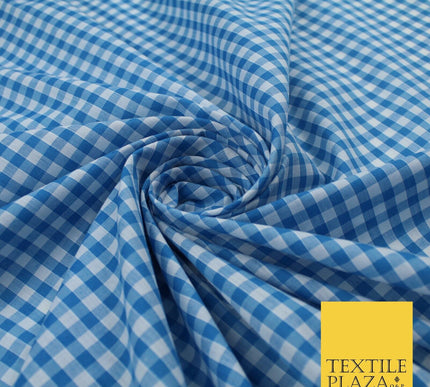 15 COLOURS - Medium 1/4" Gingham Square Check Polycotton Fabric Dress Craft 44"