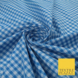 15 COLOURS - Medium 1/4" Gingham Square Check Polycotton Fabric Dress Craft 44"