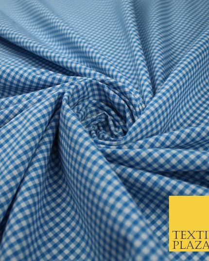 15 COLOURS - Small 1/8" Mini Gingham Square Check Polycotton Fabric Dress Craft