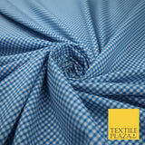 15 COLOURS - Small 1/8" Mini Gingham Square Check Polycotton Fabric Dress Craft