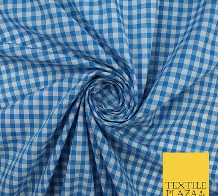15 COLOURS - Medium 1/4" Gingham Square Check Polycotton Fabric Dress Craft 44"