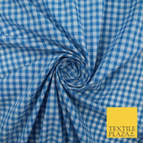 15 COLOURS - Medium 1/4" Gingham Square Check Polycotton Fabric Dress Craft 44"