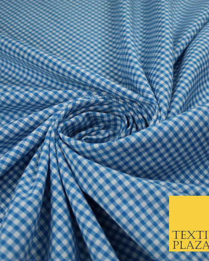 15 COLOURS - Small 1/8" Mini Gingham Square Check Polycotton Fabric Dress Craft