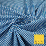 15 COLOURS - Small 1/8" Mini Gingham Square Check Polycotton Fabric Dress Craft