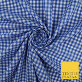 15 COLOURS - Medium 1/4" Gingham Square Check Polycotton Fabric Dress Craft 44"