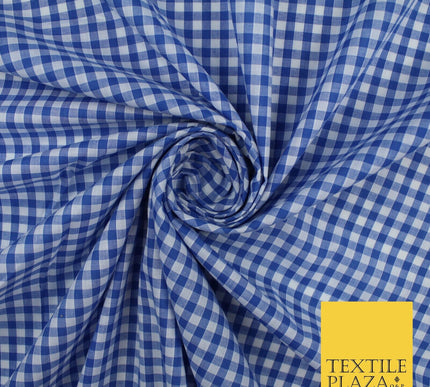15 COLOURS - Medium 1/4" Gingham Square Check Polycotton Fabric Dress Craft 44"