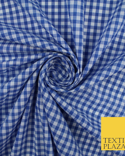 15 COLOURS - Medium 1/4" Gingham Square Check Polycotton Fabric Dress Craft 44"