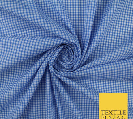 15 COLOURS - Small 1/8" Mini Gingham Square Check Polycotton Fabric Dress Craft