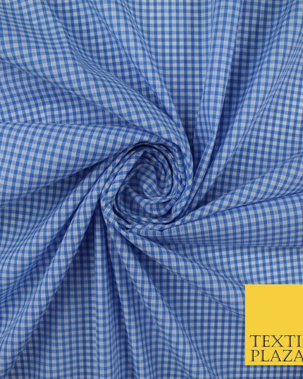 15 COLOURS - Small 1/8" Mini Gingham Square Check Polycotton Fabric Dress Craft