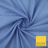 15 COLOURS - Small 1/8" Mini Gingham Square Check Polycotton Fabric Dress Craft