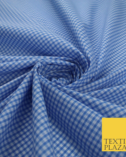 15 COLOURS - Small 1/8" Mini Gingham Square Check Polycotton Fabric Dress Craft
