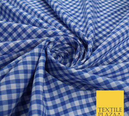 15 COLOURS - Medium 1/4" Gingham Square Check Polycotton Fabric Dress Craft 44"