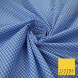 15 COLOURS - Small 1/8" Mini Gingham Square Check Polycotton Fabric Dress Craft