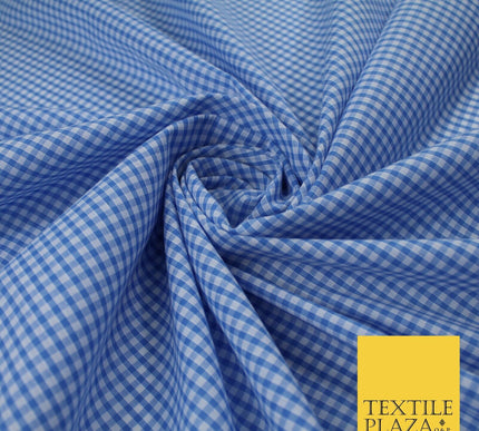 15 COLOURS - Small 1/8" Mini Gingham Square Check Polycotton Fabric Dress Craft