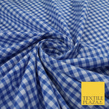 15 COLOURS - Medium 1/4" Gingham Square Check Polycotton Fabric Dress Craft 44"