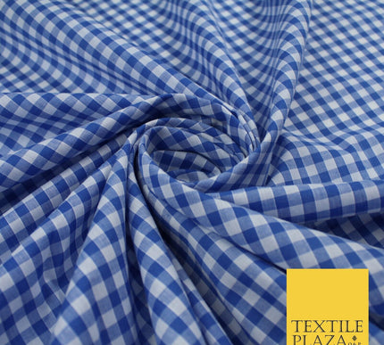 15 COLOURS - Medium 1/4" Gingham Square Check Polycotton Fabric Dress Craft 44"