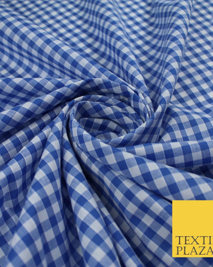 15 COLOURS - Medium 1/4" Gingham Square Check Polycotton Fabric Dress Craft 44"
