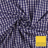 15 COLOURS - Medium 1/4" Gingham Square Check Polycotton Fabric Dress Craft 44"
