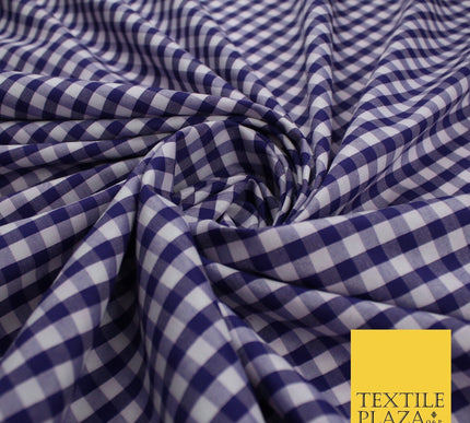 15 COLOURS - Medium 1/4" Gingham Square Check Polycotton Fabric Dress Craft 44"