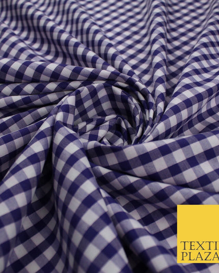15 COLOURS - Medium 1/4" Gingham Square Check Polycotton Fabric Dress Craft 44"