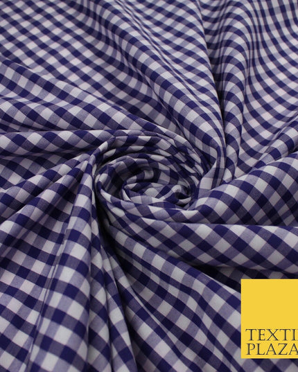 15 COLOURS - Medium 1/4" Gingham Square Check Polycotton Fabric Dress Craft 44"