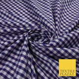 15 COLOURS - Medium 1/4" Gingham Square Check Polycotton Fabric Dress Craft 44"